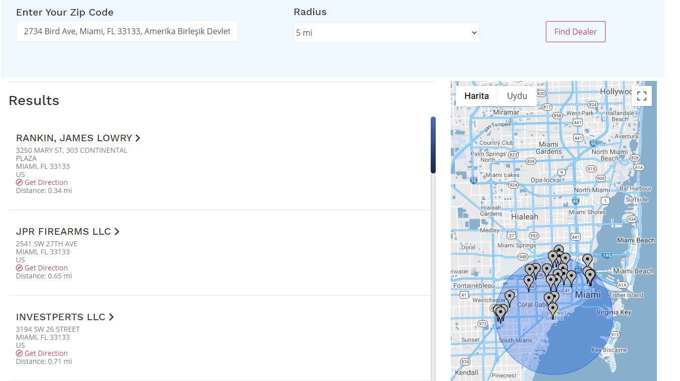 FFL Firearm License Directory for Gun Dealers FFL API